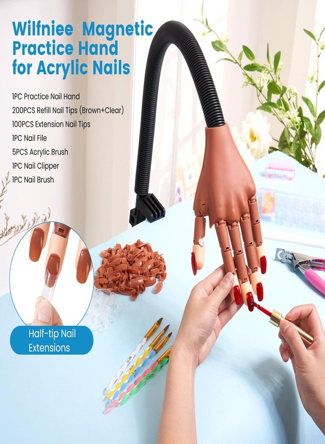 Wilfniee Magnetic Practice Hand for Acrylic Nails: Flexible Fake Nail Training Hand Practice - Manicure Hand Practice Kit for Beginners - Image 2